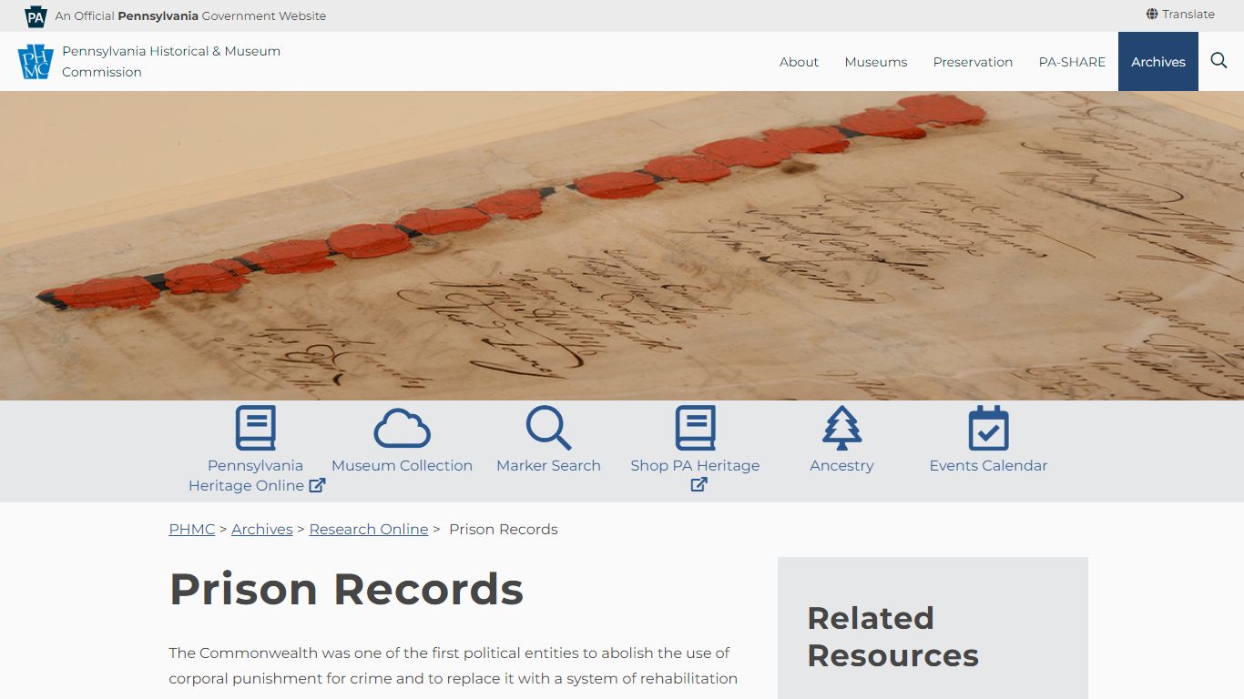 Prison Records - Pennsylvania Historical & Museum Commission